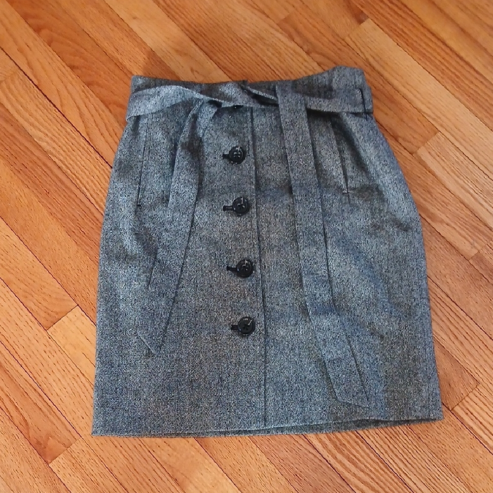 Banana Republic Gray Wool- Blend Button-Front Women's Skirt ■ Size 4